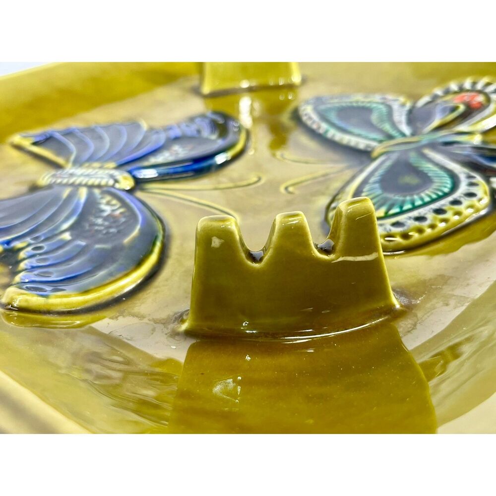 1960s MCM Butterfly USA Art Pottery Ashtray Platter Retro Mid Century Modern - Picture 4 of 8